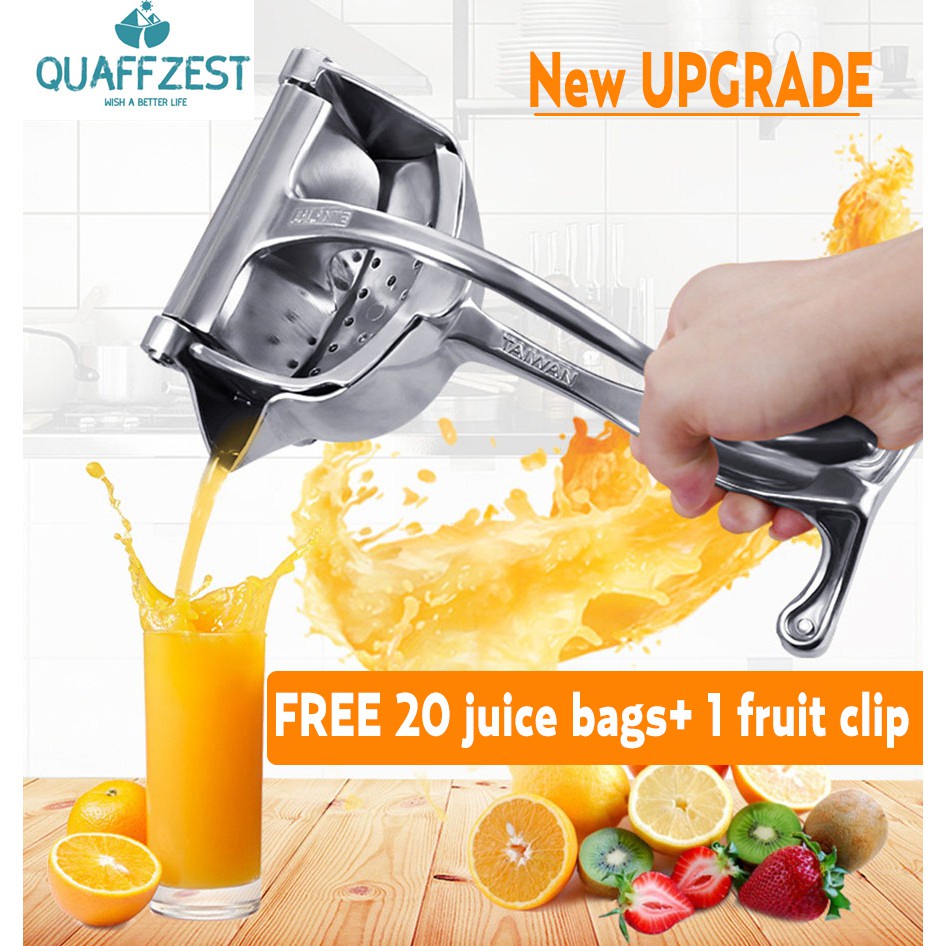 Quaffzest 1pc Alat Pemeras Jeruk / Lemon Manual Multifungsi Dengan 20 Klip + 1pc Tas Penyimpanan