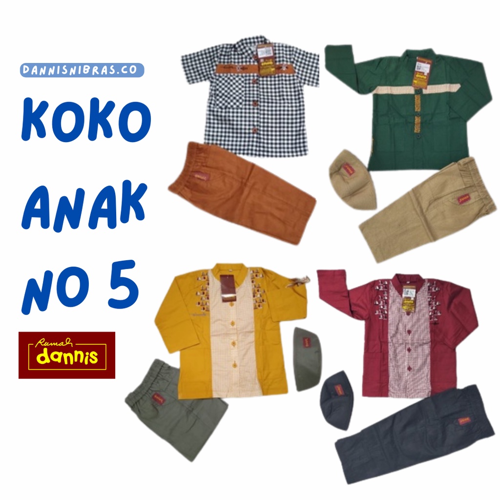 Dannis Anak Nomor 5 Laki-laki Setelan Koko Celana Reguler Baju Muslim