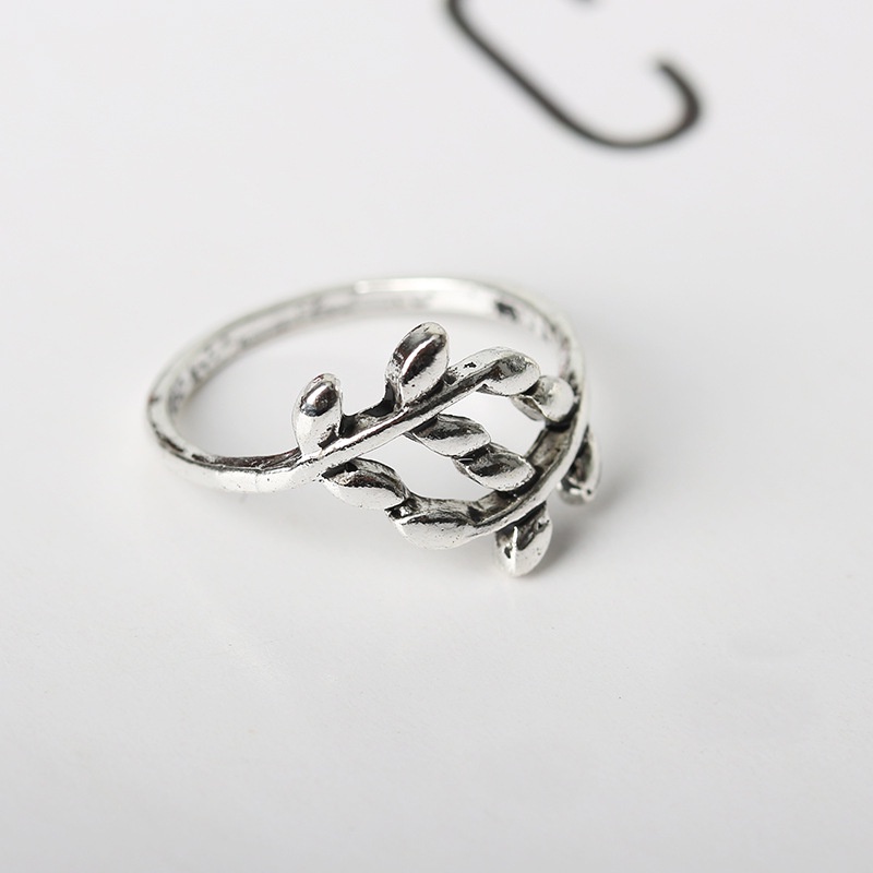 Cincin Charms Olive Tree Branch Leaves Open Ring Wedding Rings Adjustable Jewelry-Won