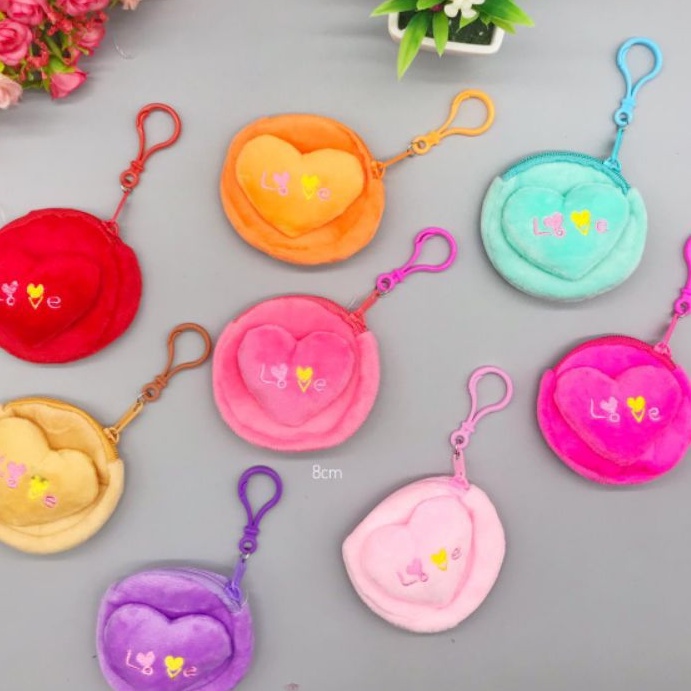 dompet koin bulu mini love