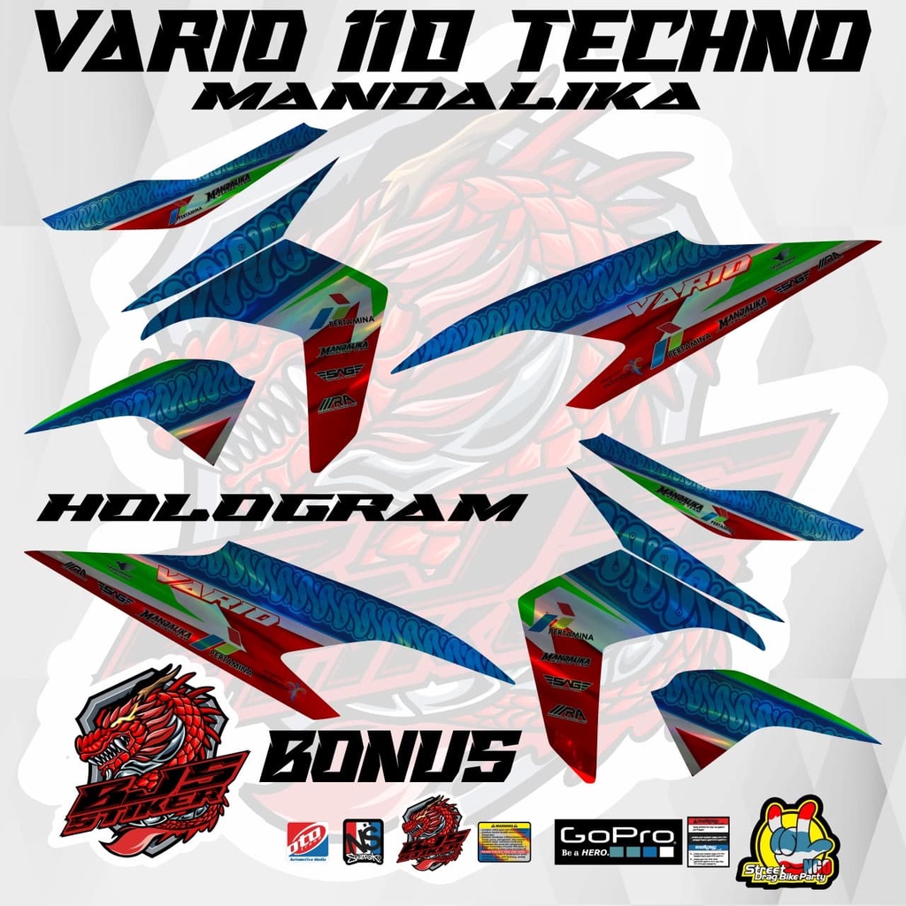 Striping vario 110 techno - Stiker Decal hologram vario 110 techno 2009-2013 mandalika 1 HOLOGRAM