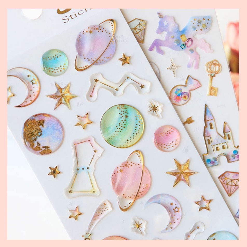 

1 SHEET CLEAR FANTASY STICKER / BUBBLE / JOURNAL / DIY / STATIONERY