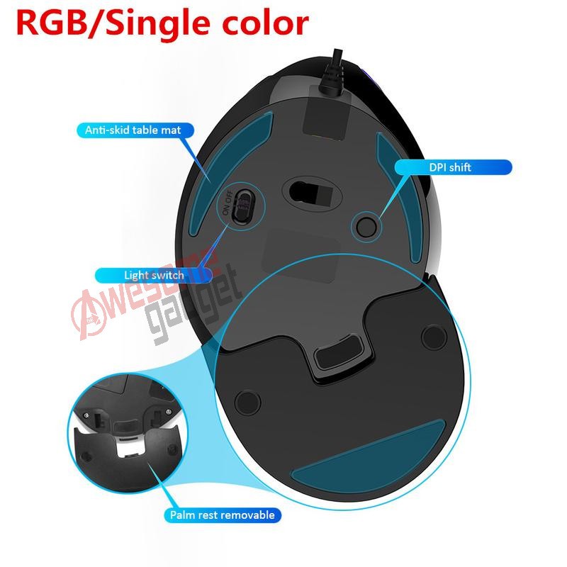 Ergonomis Mouse from Delux M618 Plus RGB Vertical wired