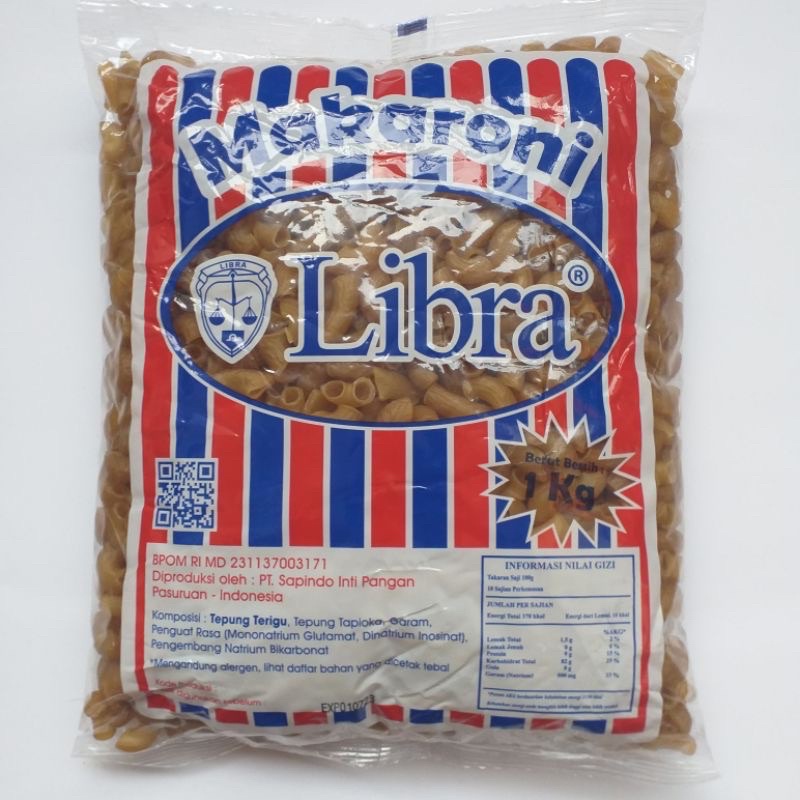 Makaroni Mentah cap Libra 1000gram / Makaroni Mentah 1kg / Makaroni mekar