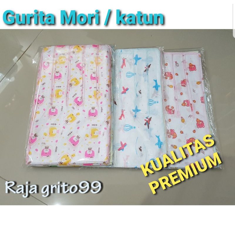 Gurita Bayi Putih PRINT bhn KATUN Tebal isi 1 Lusin / Gurita Baby Premium, Grita mori Sablon Halus / Grito ikat Gambar / Gurita Tali, Bahan katun - Grosir 12 pcs