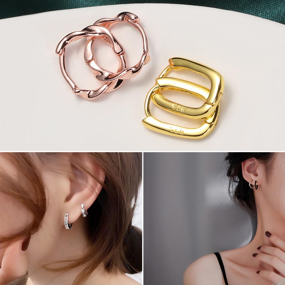 Preva Anting Hoop Earrings Gaya Perancis Pesta Fashion Hadiah Perhiasan Geometris