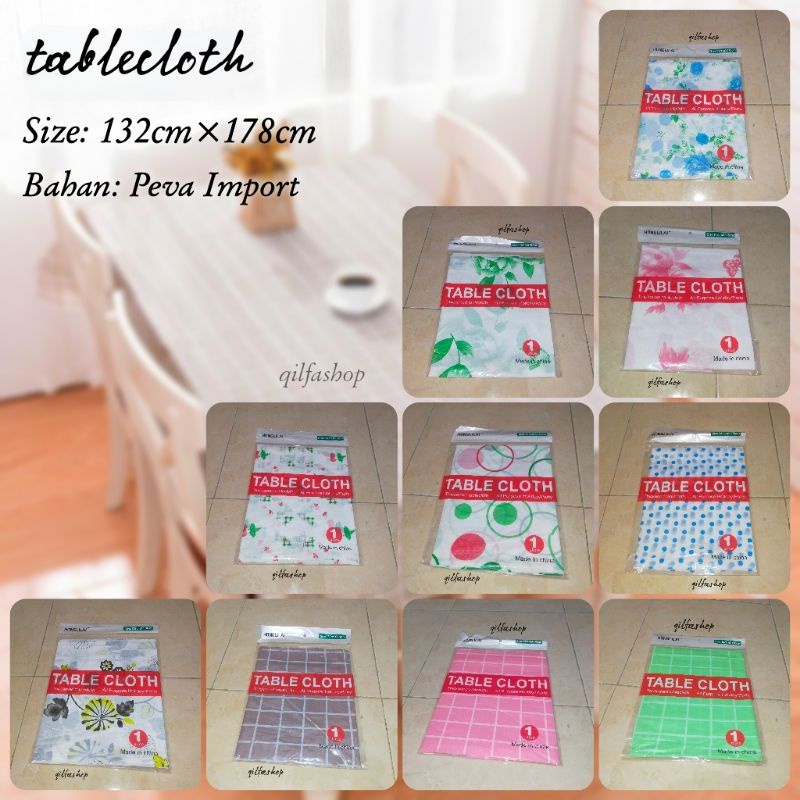 Taplak Meja Motif Anti Air Anti Minyak PEVA Import 132cm x 178cm Waterproof Table Cloth Jumbo