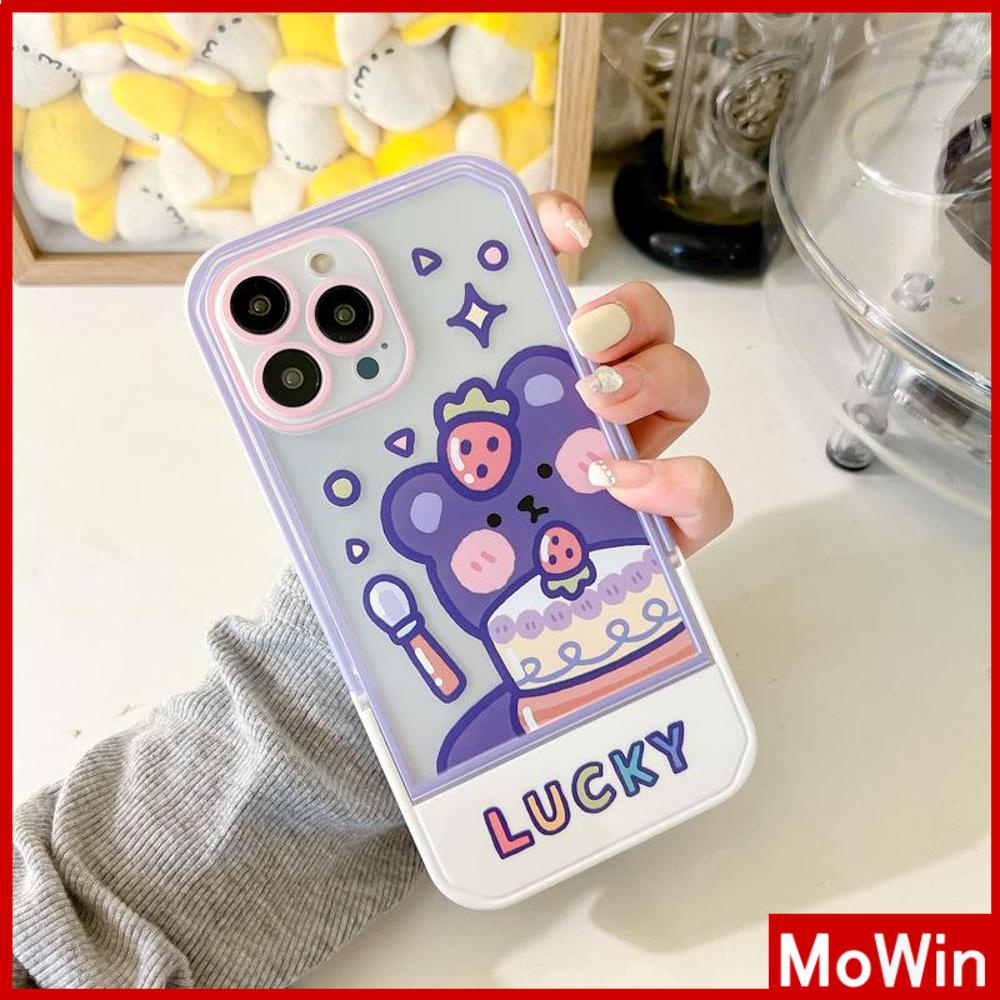 iPhone Case Acrylic Invisible Folding Stand Silicone Soft Case Airbag Shockproof Camera Cover Bear Cute Cartoon Compatible For iPhone 11 Pro Max 13 Pro Max 12 Pro Max 7Plus XS Max