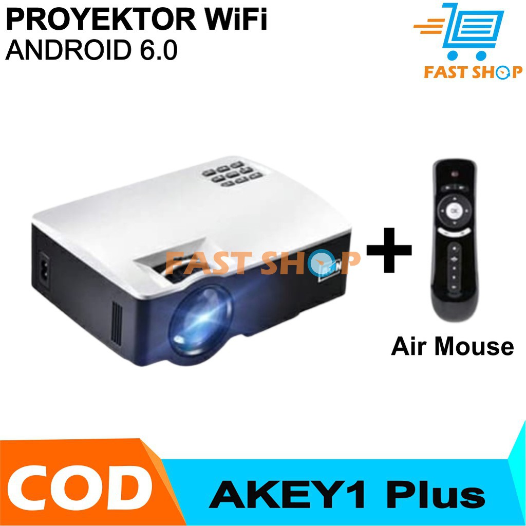 Proyektor WiFi Bluetooth 1080P 1800 Lumens Android 6.0 with Air Mouse