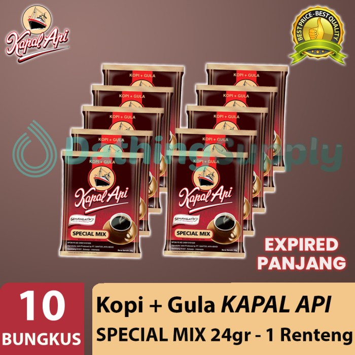 

Kopi KAPAL API Special Mix Renteng isi 10 Bungkus x 25 / 24gr Harga Promo Renceng / Kopi Hitam 10Sct 10 Sachet 25gr / Rencengan 10 PCS TERMURAH