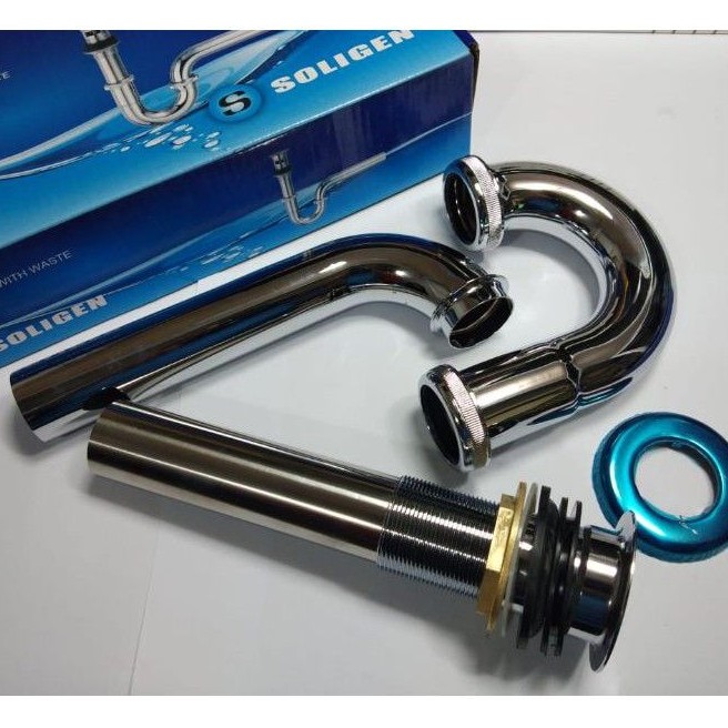 SIFON ANGSA SOLIGEN/ SIFON PEMBUANGAN AIR WASTAFEL / KRAN AIR LEHER ANGSA BESI STAINLESS STELL