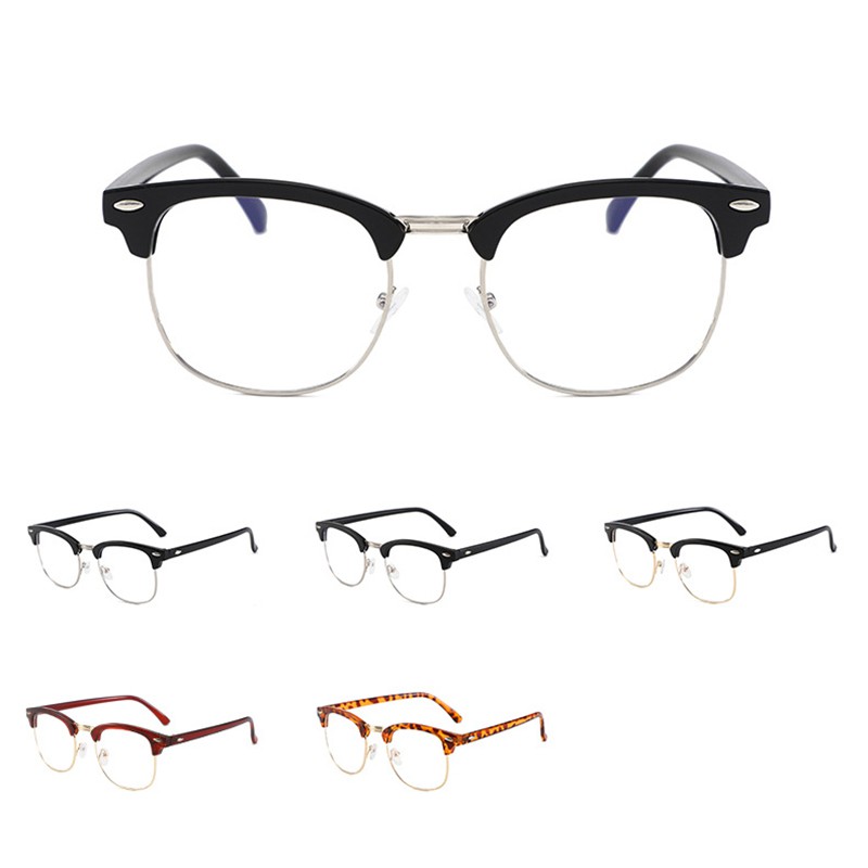 (YUZHU) Bayar di Tempat -0~-400° Optik Kacamata Korean Retro Hlaf Frame Kacamata Wanita/Pria Eyeglasses