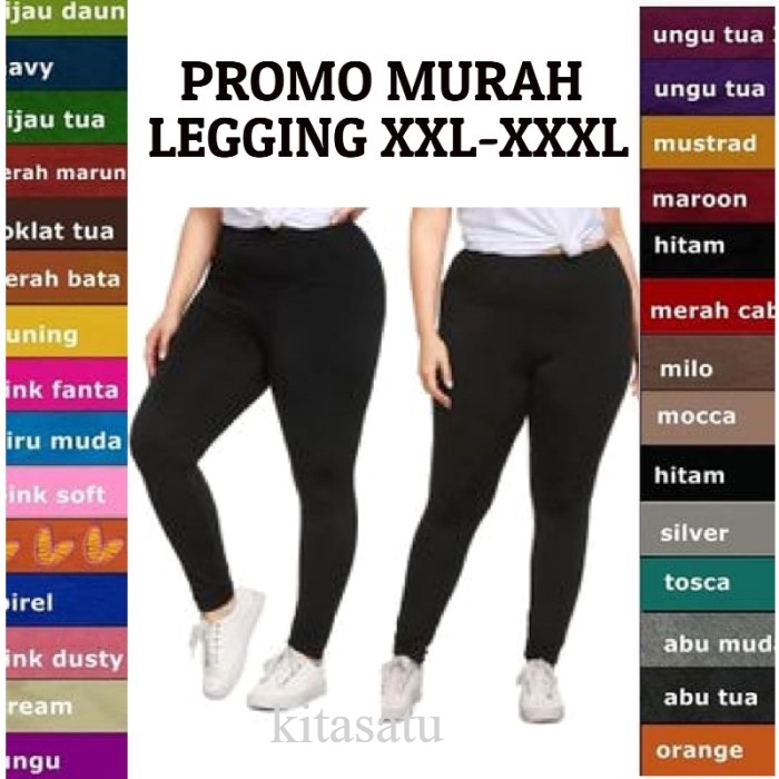 Legging Panjang Standar Jumbo XXL-XXXL Legging Wanita - Putih, XL