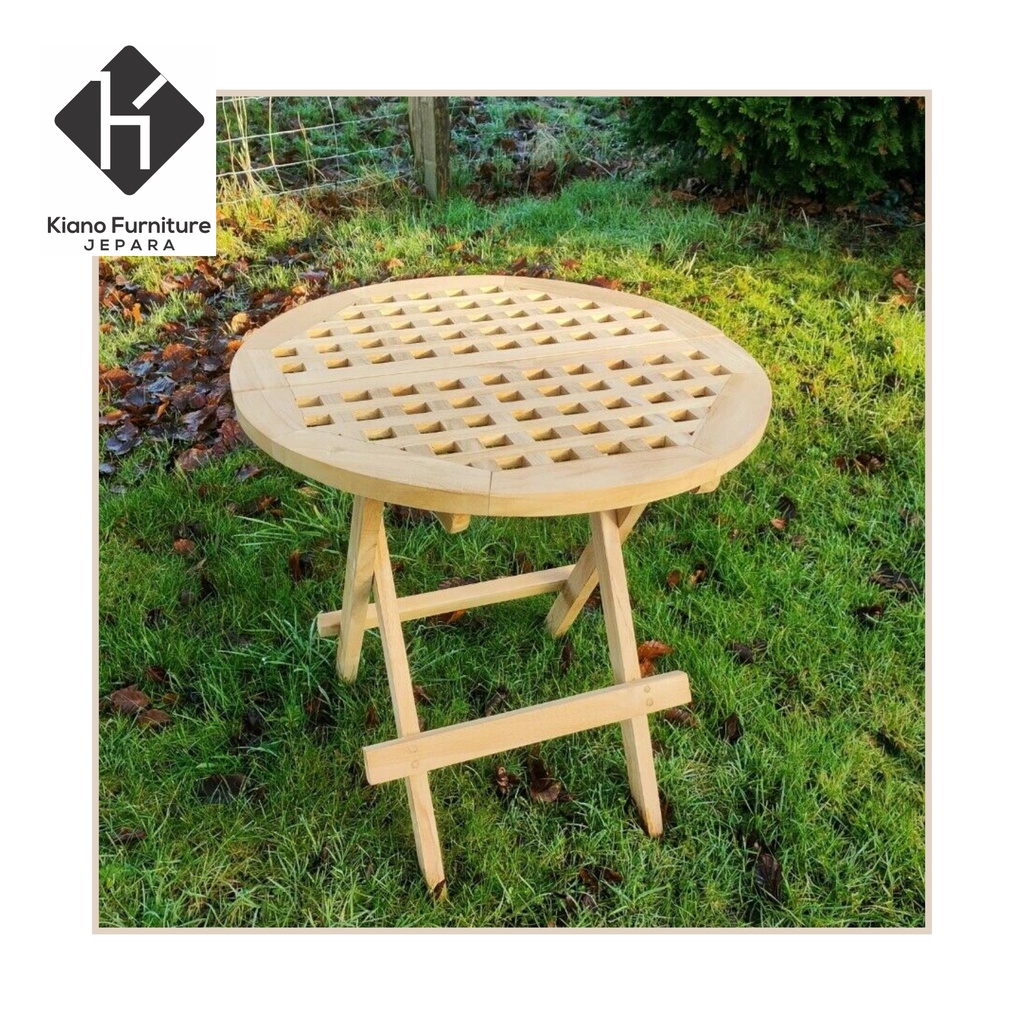 MEJA PORTABLE KAYU BULAT / MEJA PIKNIK KAYU / MEJA LIPAT INDOOR & OUTDOOR