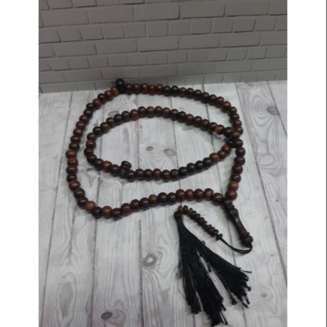 Tasbih Muslim Kayu Galih Asem Asli Jawa Hitam Kualitas Super 99 Butir ori
