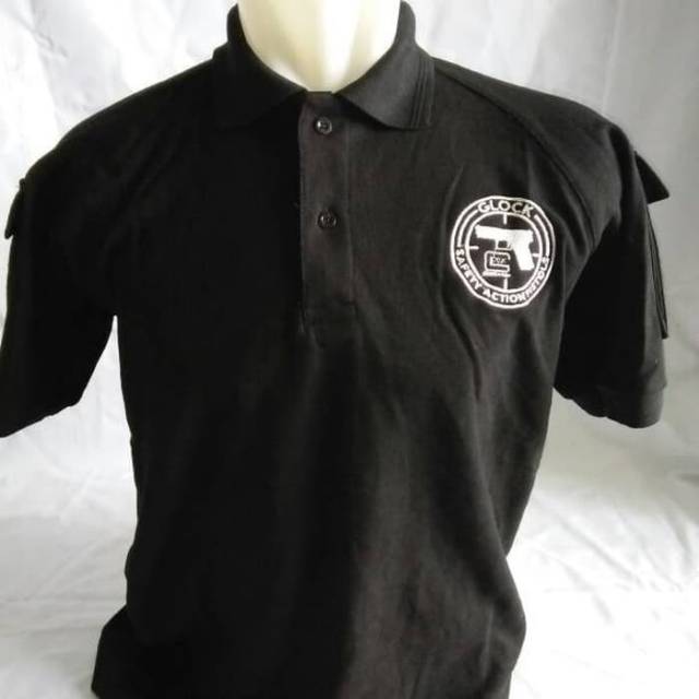 kaos polo shirt tactical seri Glock warna Hitam