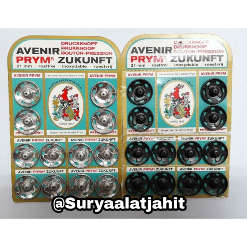 Kancing jepret 21mm (341222) Prym nekel @1lembar =Rp..80.000/12set