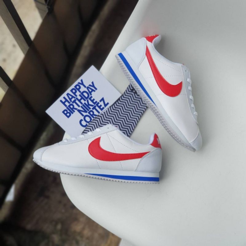 [BISA COD] NIKE CORTEZ WHITE RED BLUE UNISEX KUALITAS IMPORT