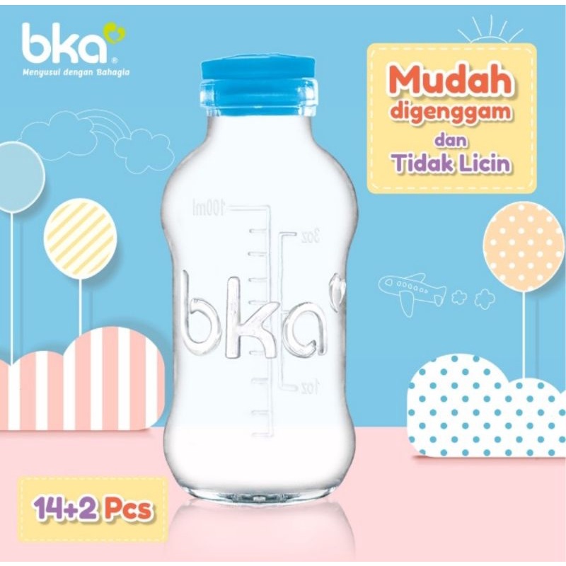 BKA Botol Kaca ASI 100 ml Isi 16 Pcs (14 Pcs + 2 Pcs Free)