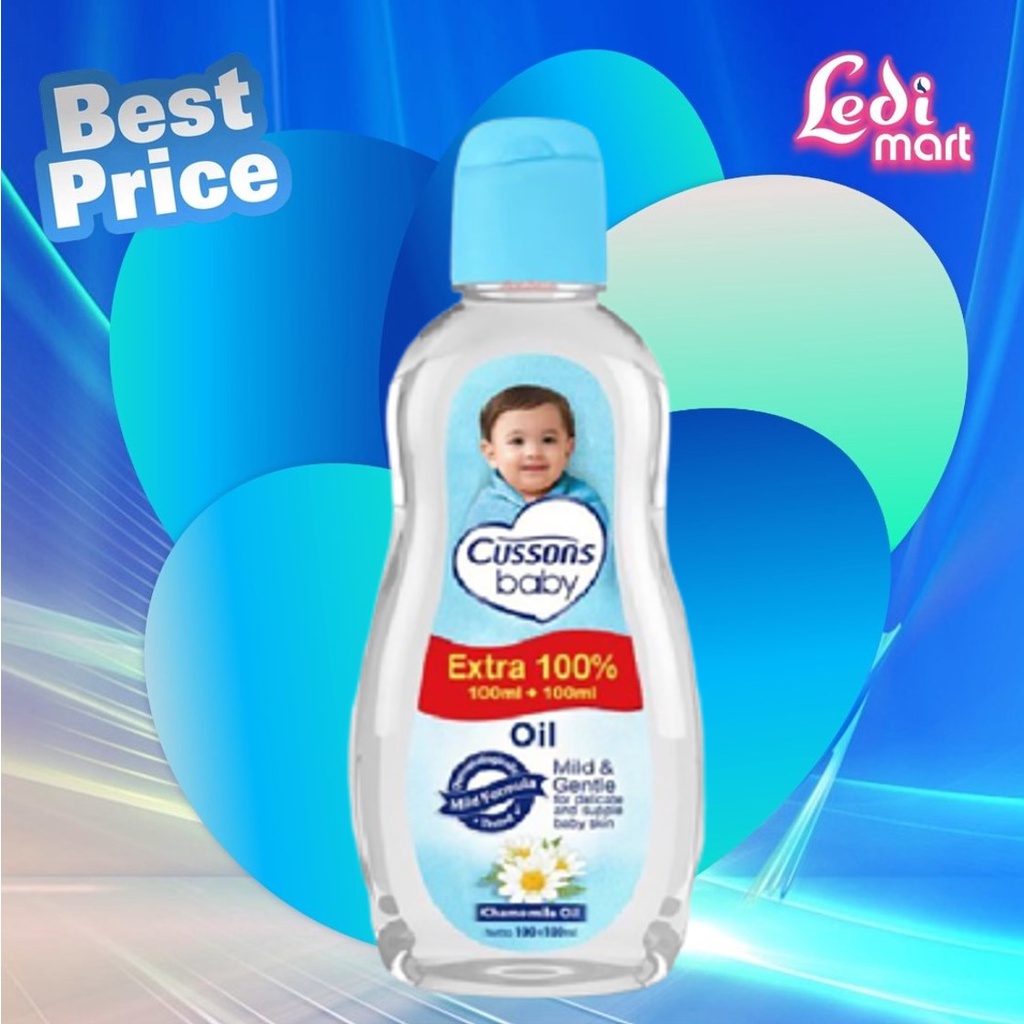 ORIGINAL Cussons Baby Oil 100ml+100ml &amp; 50ml+50ml (Extra Fill) / Cusson Baby Minyak bayi / LEDI MART