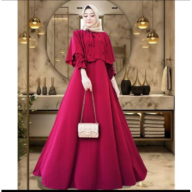 Caca Dress / Carita Maxy / Sabrina Gamis / Fashion Muslim Wanita Gaun Pesta Kondangan Terlaris