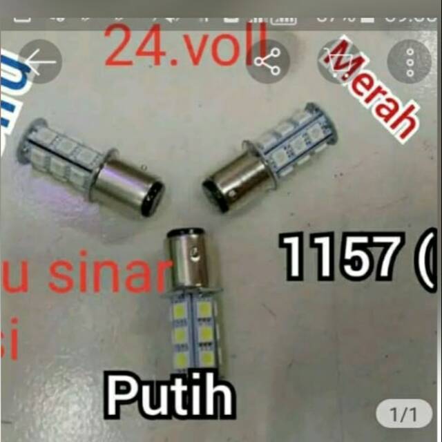 lampu rem kaki 2 putar 1157 18 led 24v kedip/strobo