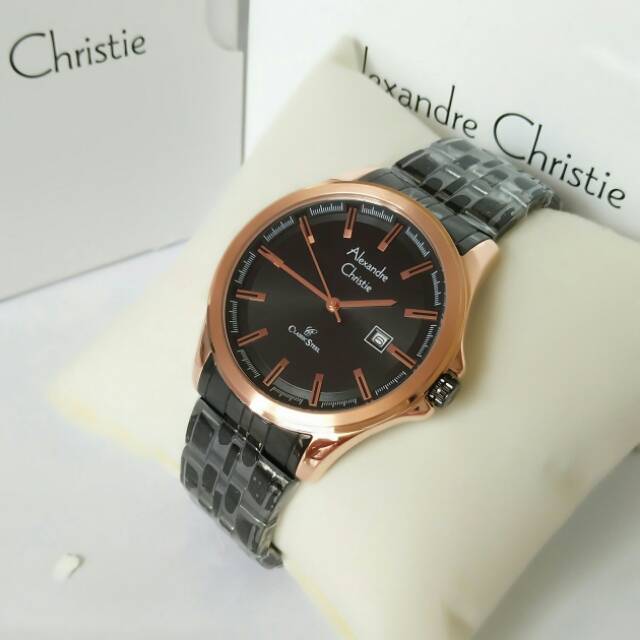Jam tangan pria alexandre christie 8402 black rosegold