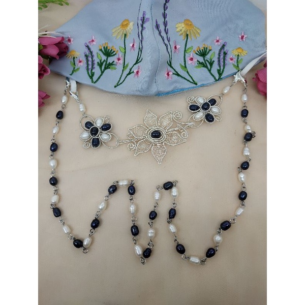 Kalung konektor masker mutiara air tawar