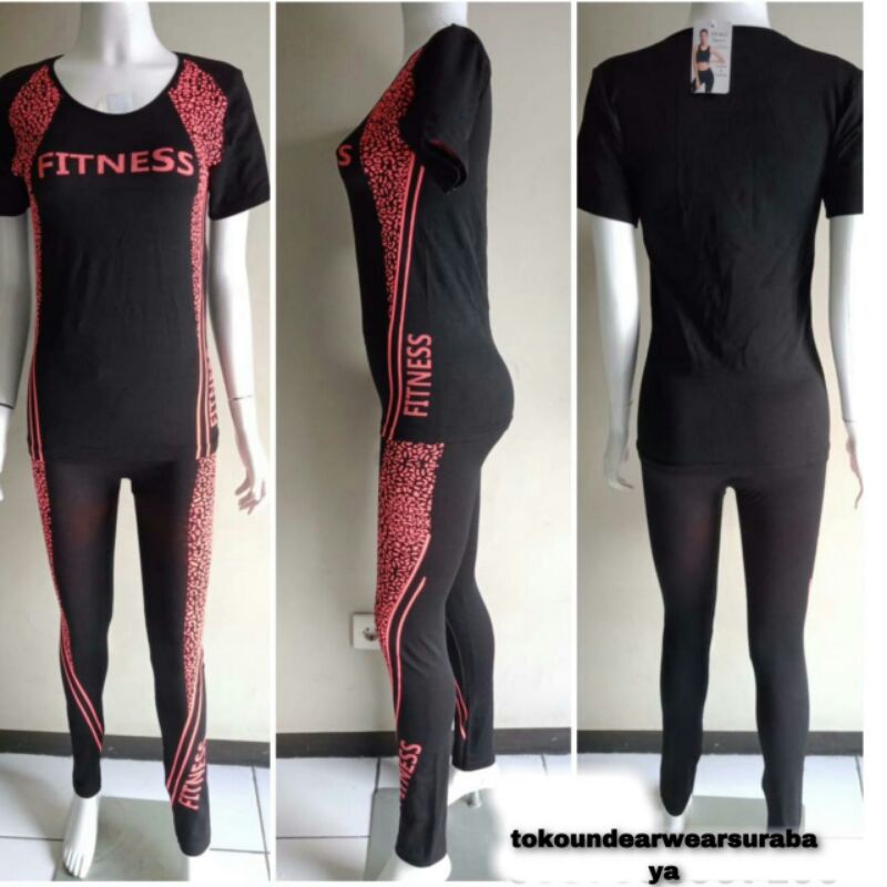 baju senam satu set lengan pendek /baju senam setelan import termurah sampai bb90kilo