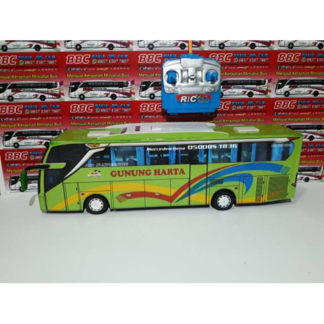 Miniatur bus RC Gunung Harta ( remote control ) DETIL RAPIH FULL TELOLET FULL STROBO FULL LED