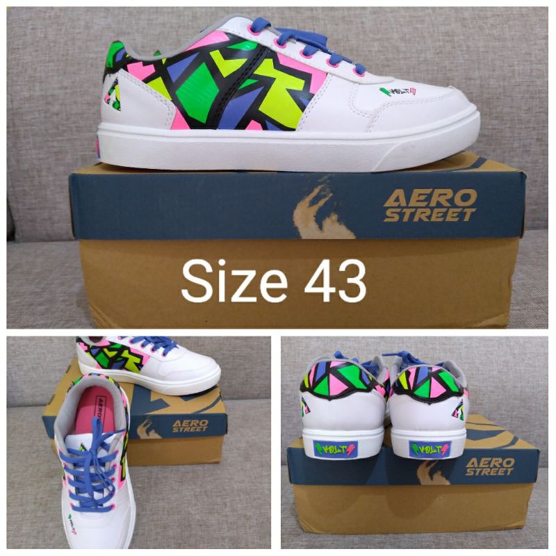 aerostreet sepatu volt putih neon size 43