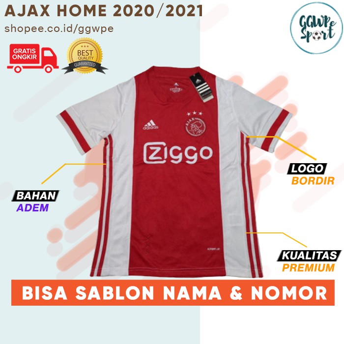 JERSEY AJAX AMSTERDAM 2020 2021 HOME MERAH TERBARU PREMIUM QUALITY KUALITAS JAMINAN TERBAIK