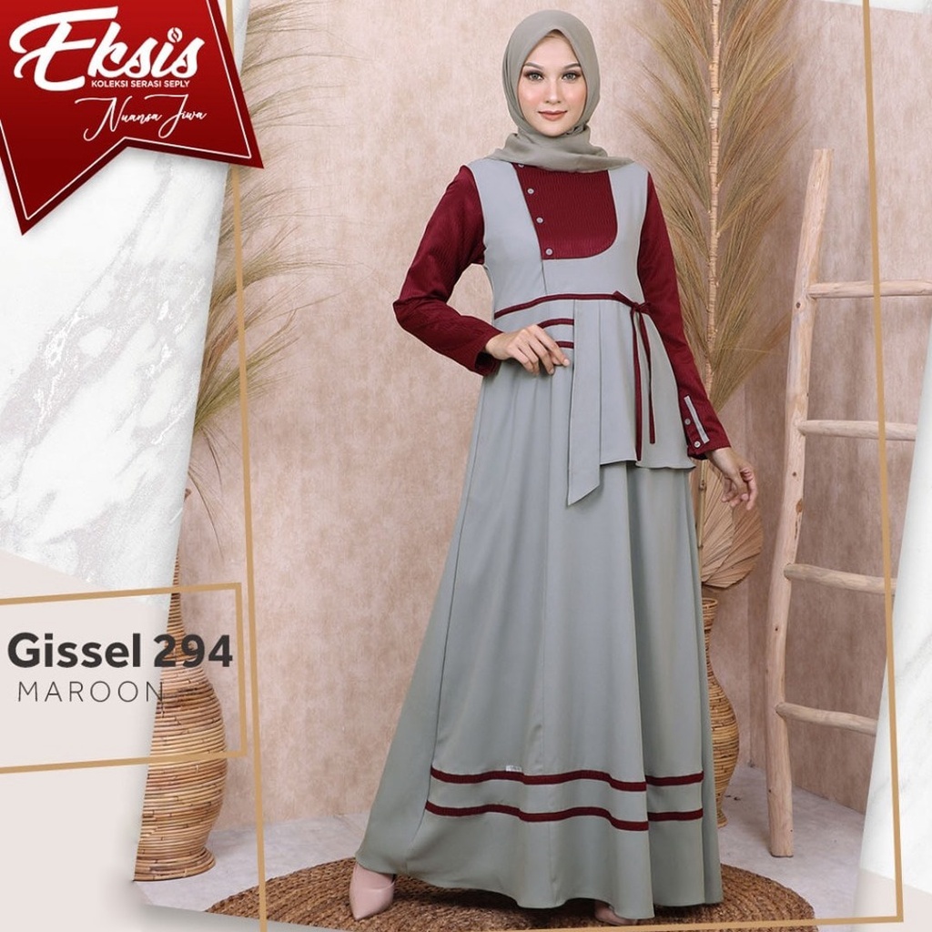 GAMIS SEPLY GISSEL 294 MAROON PAKAIAN MUSLIM