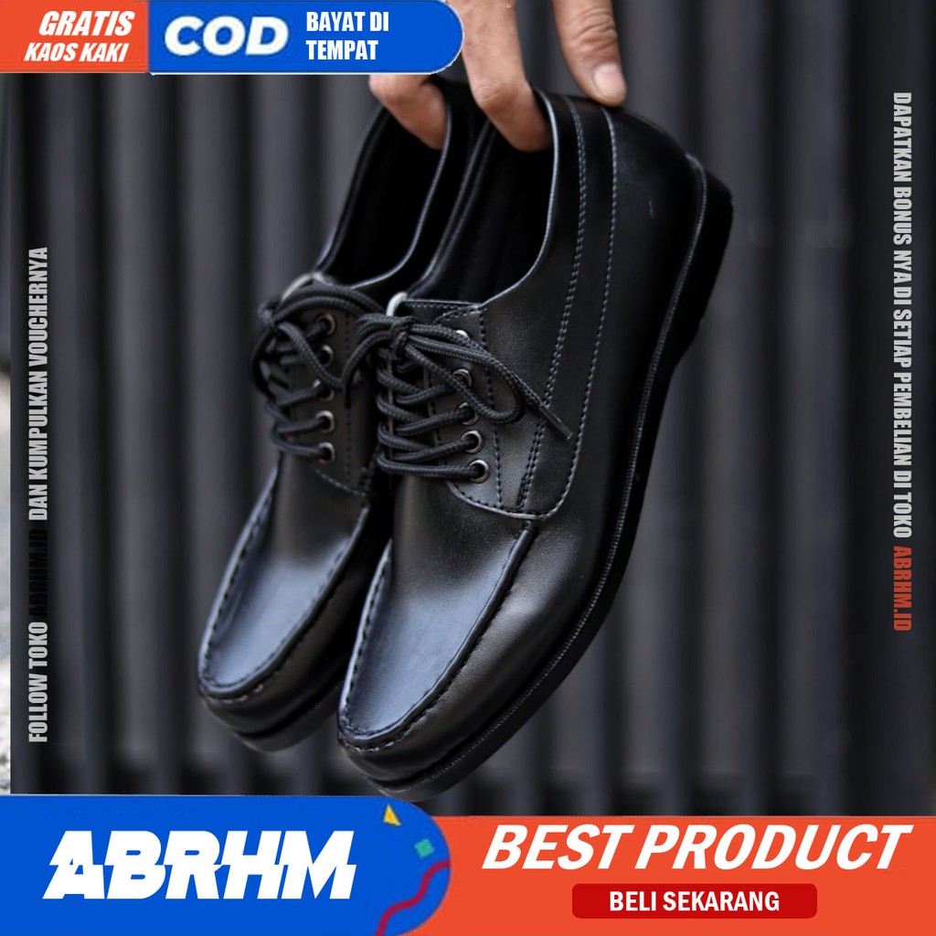 Sepatu Formal Pria Kulit Pu Pantofel Hitam Casual Kerja Kantoran ABRHMX AGGIN