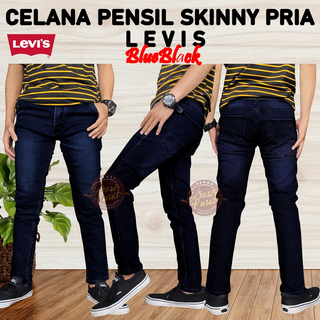 Celana Jeans LIVES Pensil Skinny Pria Blueblack Garmen 27 - 38