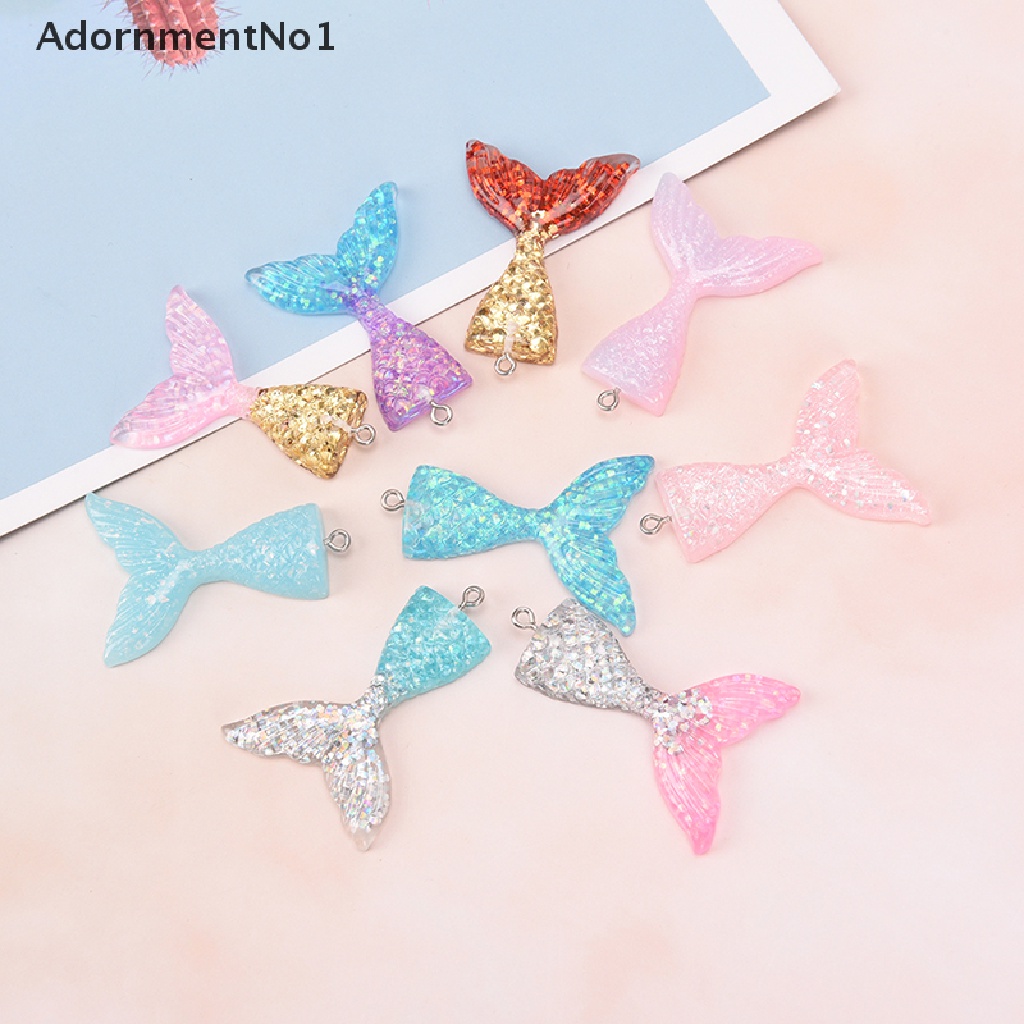 (AdornmentNo1) Liontin Bentuk Ekor Mermaid Aksen Glitter Bahan Resin Untuk Aksesoris Gelang / Kalung