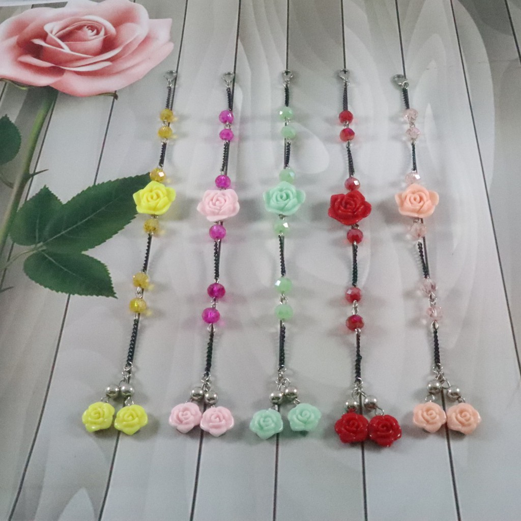 Gelang Handmade Manik Manik Bunga Warna-Warni Adjustable untuk Wanita