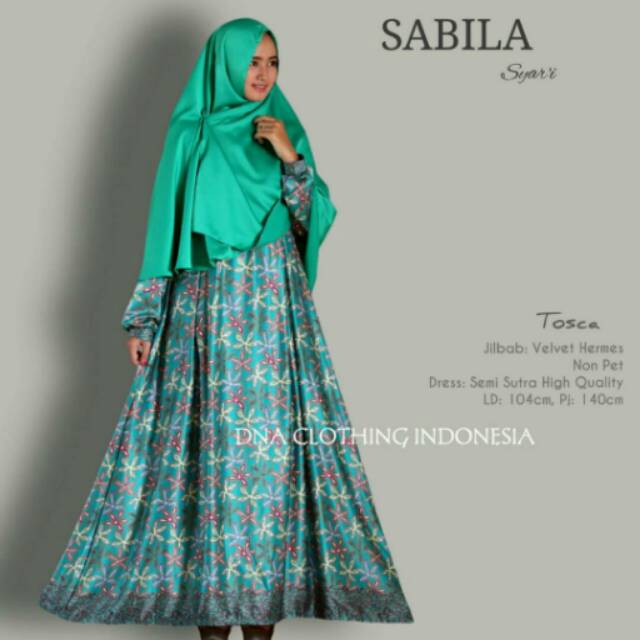 Sabila Syari ori dna clothing indonesia gamis set khimar murah