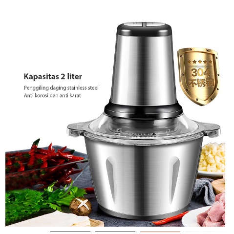 BLENDER / CHOPPER STAINLESS MULTIFUNGSI 2L Blender Daging Bumbu 3802