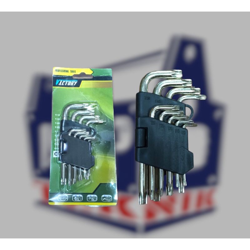 Kunci L bintang T10-T50 pendek chrome 9pcs murah meriah