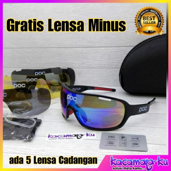 Kacamata Gowes Sepeda Pria Wanita POC AVIP 5 Lensa - Free Lensa Minus Kacamata-KU