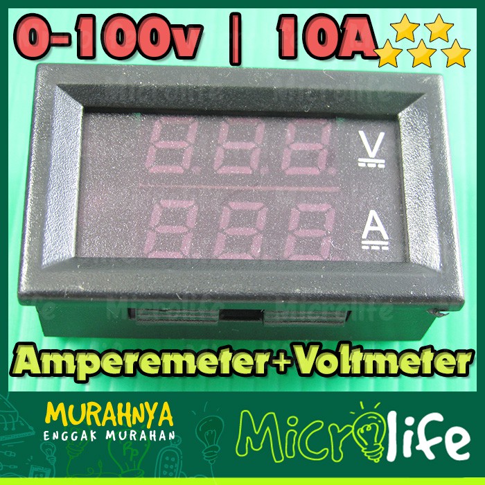 COMBO AMPEREMETER + VOLTMETER DIGITAL FRAME 0-100v 10A