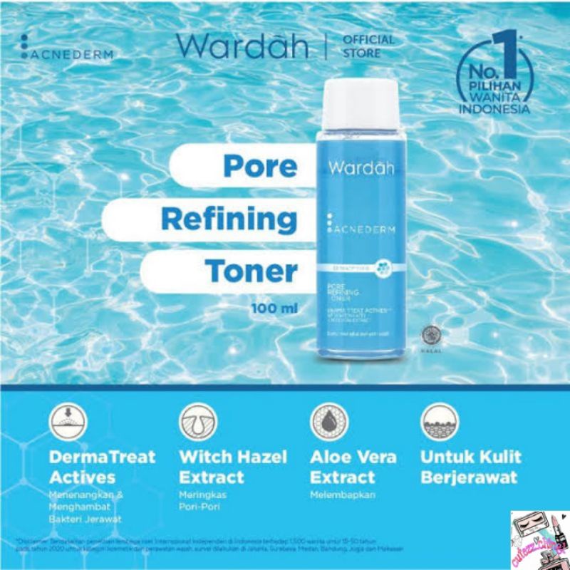 ☃Cutezz_Ching1☃Wardah Acnederm Pore Refining Toner 100ml