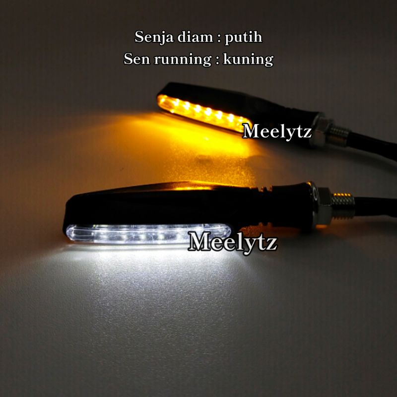 Lampu LED sein running sen 2 warna senja sein model moge watwrproof universal sport-PUTIH-KUNING