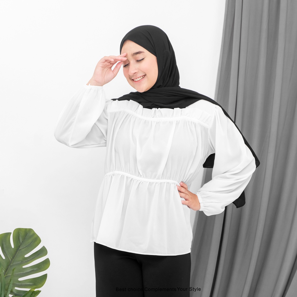 Heidy Blouse Atasan Wanita Basic Polos By Mahyra