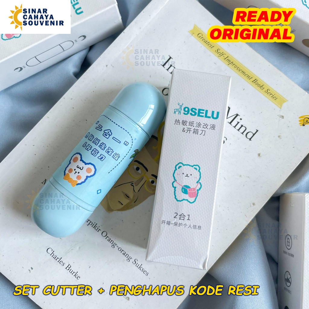 Set Cutter Penghapus Kode Resi | Roller Stamp Cutter 2 in 1 Murah Unik Stationery ATK Kantor Sekolah