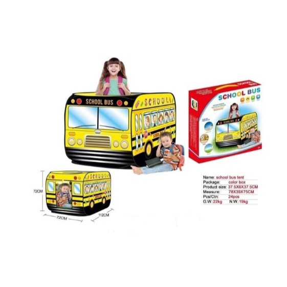 tenda school bus / bus sekolah / mainan tenda / mainan rumah kemah bus / tenda outdoor / tenda murah