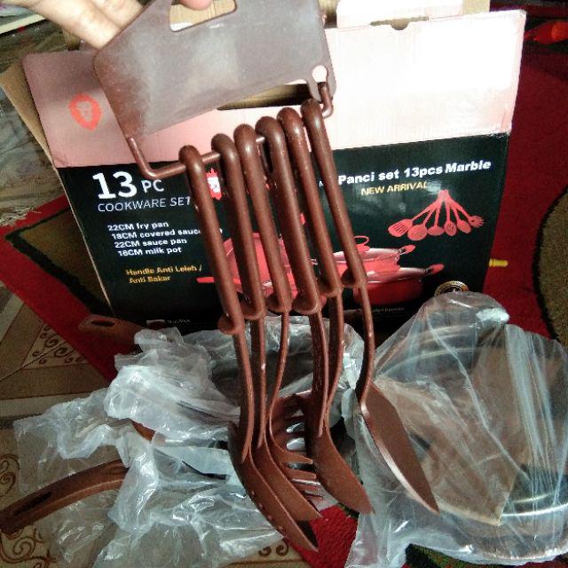 Free Bubble Wrap Panci Teflon Set 13pcs Tri J/ Panci Set Marble 13pcs