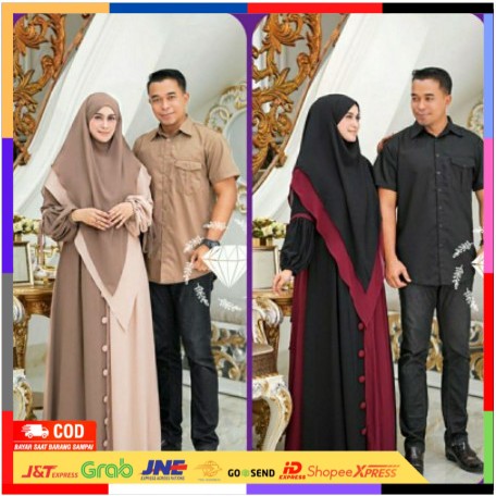 BAJU COUPLE SYARI IRAMA PASANGAN GAMIS DRESS FREE KHIMAR COPEL KOPEL KONDANGAN PESTA TERBARU 2021