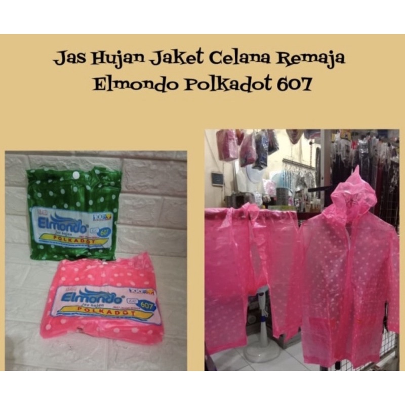 jas hujan jaket celana anak remaja polkadot elmondo kode 607